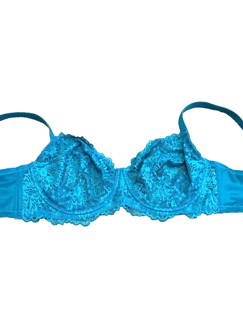LOT OF 2 New HSIA UW BRAS Unlined BLACK shear lace & TEAL BLUE lace mesh 36DD